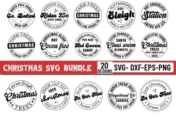 Christmas Round Sign Svg Bundle