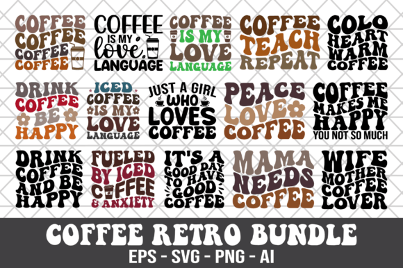 Coffee Retro Design Bundle SVG