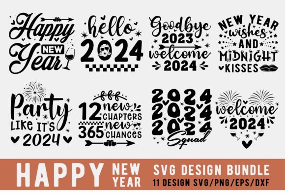 Happy New Year Svg Bundle, Graphics & Crafts