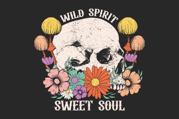 Wildflower Skull SVG Sublimation T-Shirt Graphics and Crafts